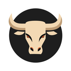A powerful bull head logo in a black circle, ideal for finance, sports, or strength-related branding and designs