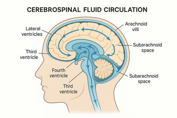Cerebrospinal Fluid Circulation in Human Brain - Illustration
