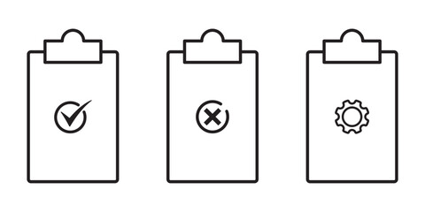 clipboard check list icon sign vector . Simple black and white checklist clipboard silhouette vector icon set . eps 10