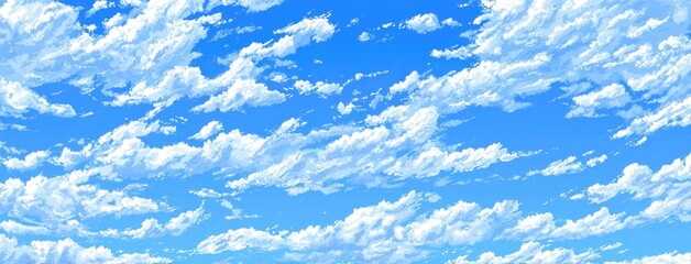 Obraz premium A vibrant, wide shot of a partly cloudy, vibrant blue sky