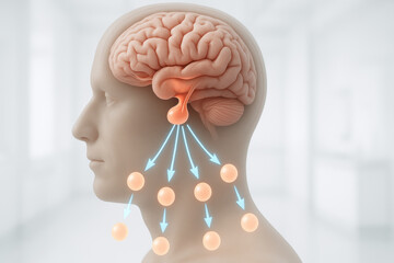 Brain and Hormone Production Illustration