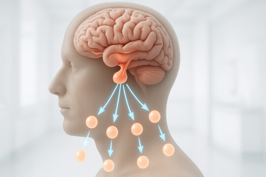 Brain and Hormone Production Illustration