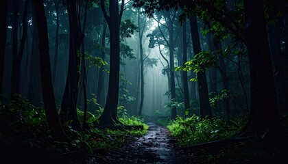 Obraz premium Pixelated Dark Forest Path