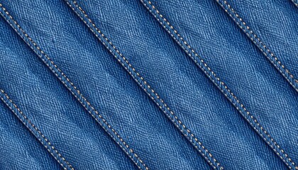Naklejka premium Diagonal Stitching On Blue Denim Fabric Texture