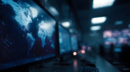 Global pandemic control center monitoring the spread of disease