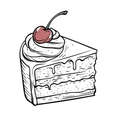 Hand-drawn slice of cake with cherry (1)