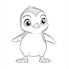 Fototapeta premium Cute, stylized penguin sketch