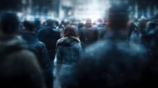 Futuristic city scene with smart technology surveillance monitoring population data - Powered by Adobe