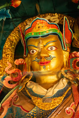 Face of Goutama Buddha, Buddhist religious symbol, Sikkim Monastery - Sikkim , India. Image shot with permission.