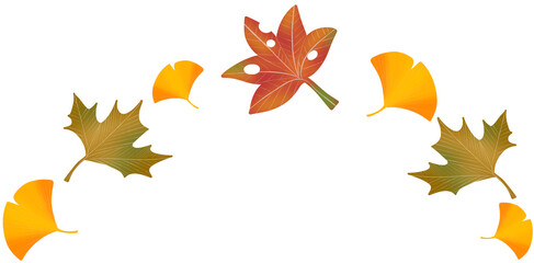 Half Frame Autumn Leaves Illustration