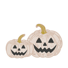 Original hand-drawn illustration of Halloween autumn pumpkins in a minimalist style. Illustrations for posters, cards, and graphic design.