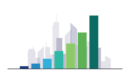 Fototapeta premium Growing Business In Urban Area With Rising Bar Chart