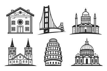 Obraz premium Iconic Landmarks and Architectural Styles Collection.