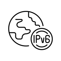 ipv6 deployment black line icon. Vector isolated element