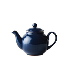 Fototapeta premium Deep navy blue teapot, rounded body, simple handle and lid