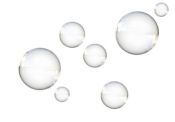 Obraz premium Floating translucent spheres offer a dreamy visual spectacle against a plain backdrop