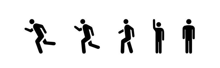 icon of a person standing, walking, or running fast