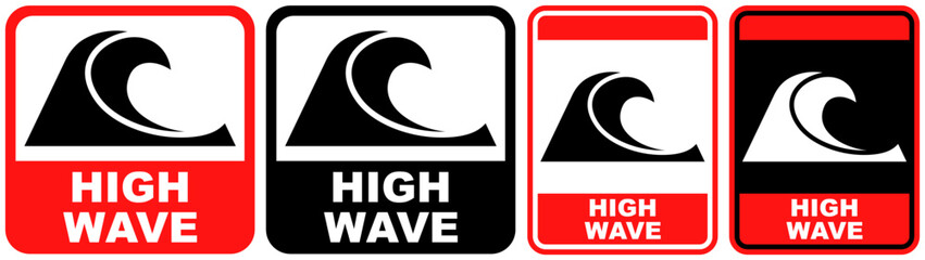 set sign high wave symbol design label template vector illustration