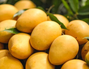 Close-up of ripe yellow mangoes