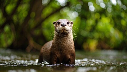 Fototapeta premium Curious River Otter in its Natural Habitat