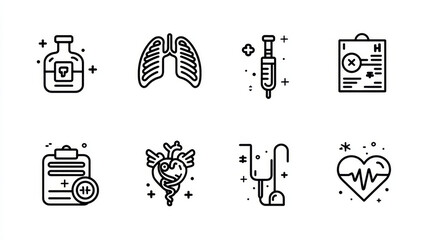 Set of Vector Healthcare Line Drawing Icons