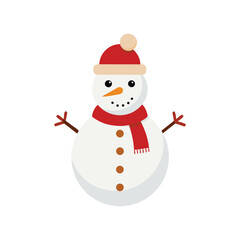Cute Snowman Character on White Background for Christmas Greeting