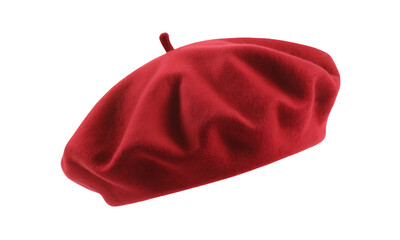 Red Wool Beret Hat &ndash; Classic French Fashion Accessory Isolated on transparent Background