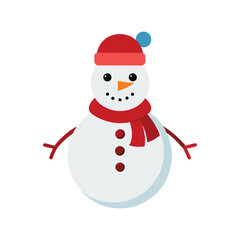 Cute Winter Snowman Illustration Isolated on White Background