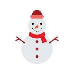Merry Christmas Snowman Vector on White Background