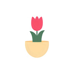 Vibrant Tulip in Minimalist Pot: Spring Blossom Icon Design