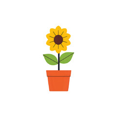 Vibrant Sunflower in Pot: A Simple Botanical Illustration