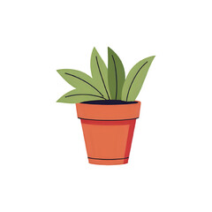 Vibrant Potted Plant: Simple Illustration of Houseplant in Terracotta Pot