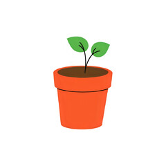 Growing Plant in Pot: Sprout, Seedling, Terracotta, Gardening Illustration