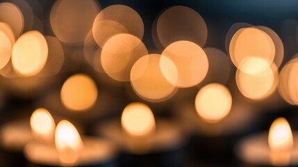 Fototapeta premium Softly glowing candles illuminate a serene setting, creating a peaceful ambiance for reflection and meditation