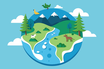 Naklejka premium Green Earth Environment Vector Background