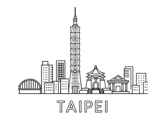 Naklejka premium Taipei city skyline vector on white background Vector line city skyline