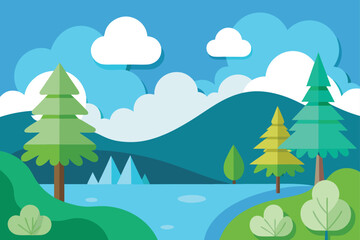 Hills and Clouds Minimal Vector Background