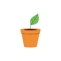 Growing Plant in Terracotta Pot:  Seedling, Sprout,  New Life,  Nature Illustration,  Environmental Conservation