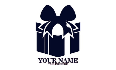 Gift box icon with comic vector illustration style and gift box logo design