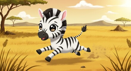 A cartoon baby zebra