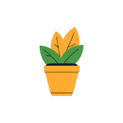 Vibrant Potted Plant: Minimalist Botanical Illustration