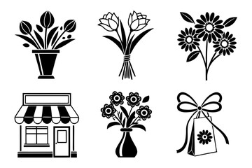 Collection of Floral and Retail Icons.