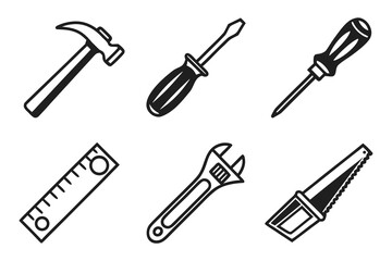Collection of Six Hand Tools Icons.