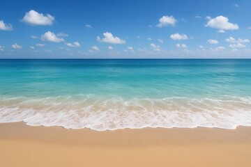 Obraz premium A Serene Beach Scene Under a Clear Blue Sky