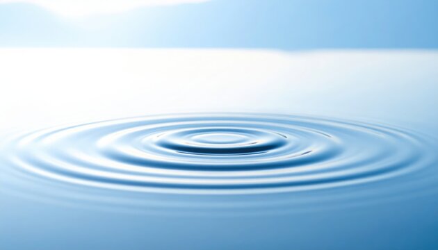 Water Ripple Pattern On Calm Blue Water Surface