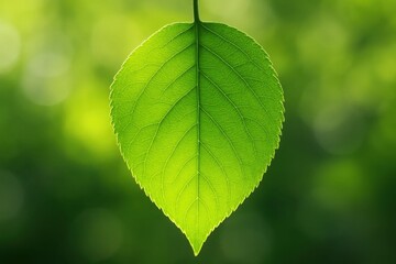 A Lone Leaf Against a Blurred Green Backdrop