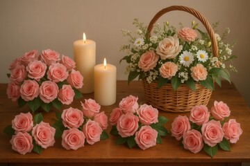 A Serene Floral Arrangement with Candlelight