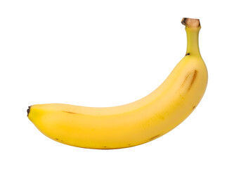 Single Ripe Yellow Banana with Brown Stem.