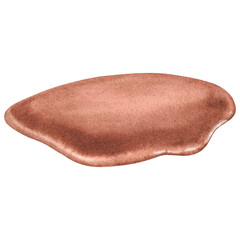 A brown drop of chocolate spreading over the surface. Hand drawn watercolor illustration of liquid confectionery product isolated on the background. Perfect for logos, branding, packaging design.