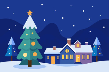 Serene Christmas Village with Snow-Covered Houses